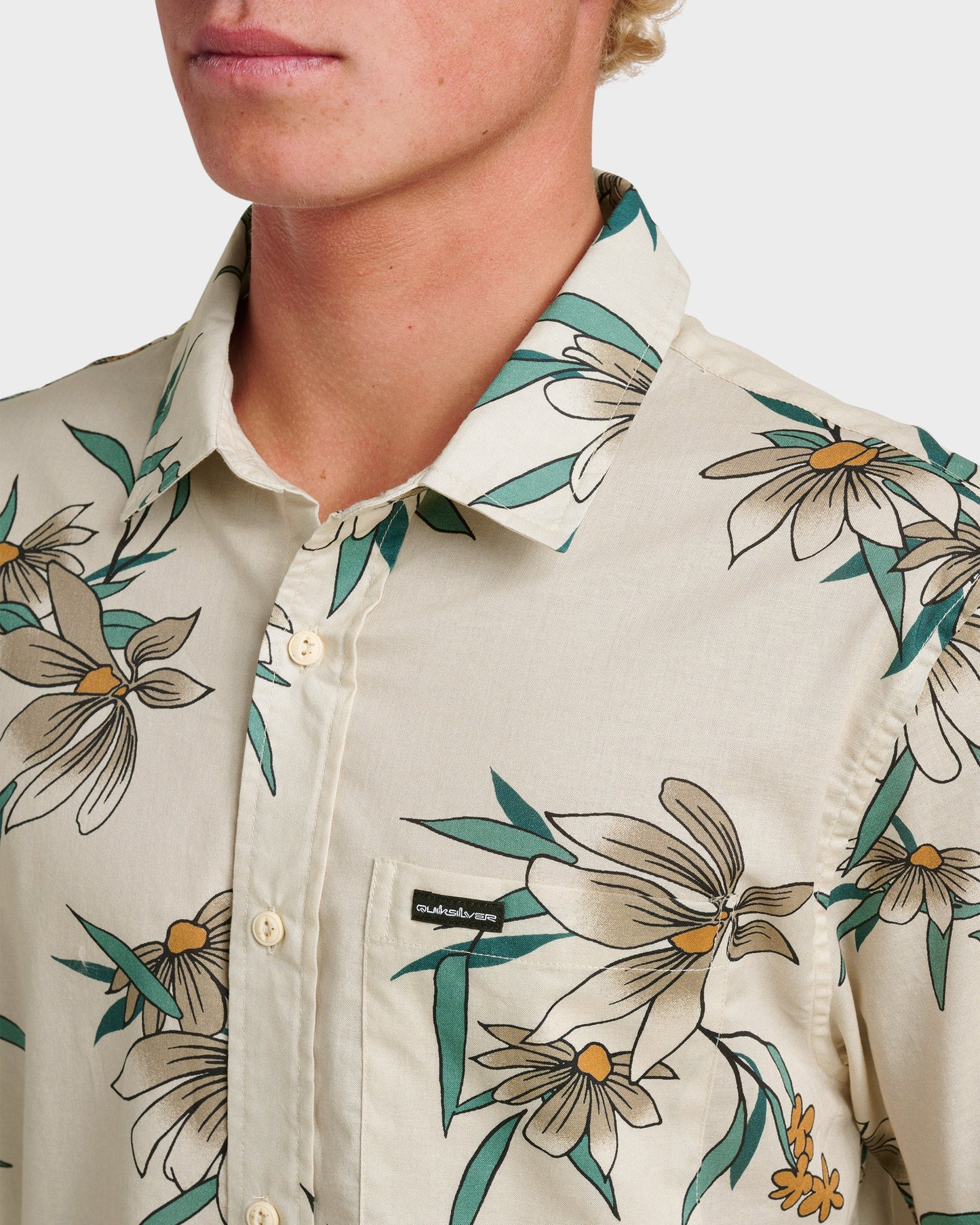 Costal Flora Classic Short Sleeve Shirt - Moonstruck - Quick Silver