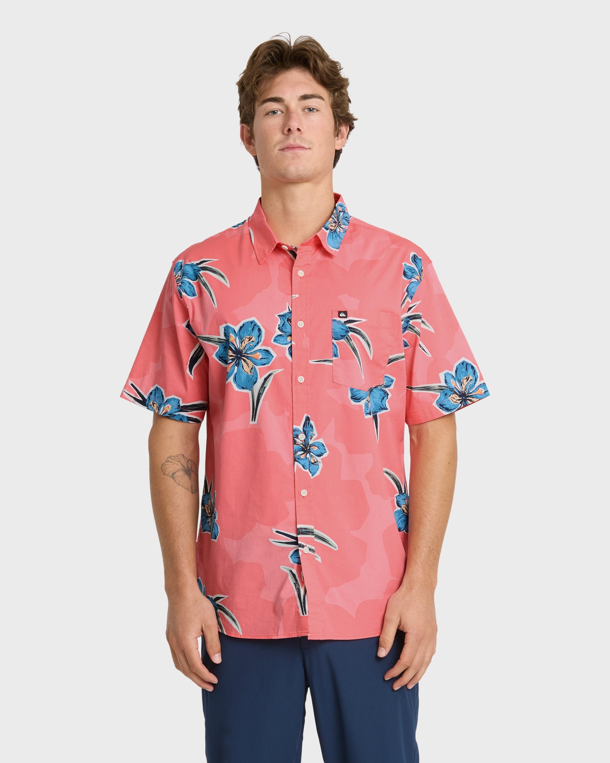 Apero Organic Classics Short Sleeve Shirt - Strawberry Print - Quick Silver