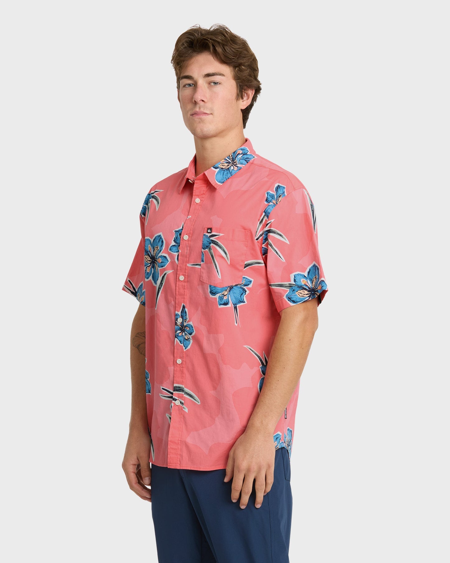 Apero Organic Classics Short Sleeve Shirt - Strawberry Print - Quick Silver