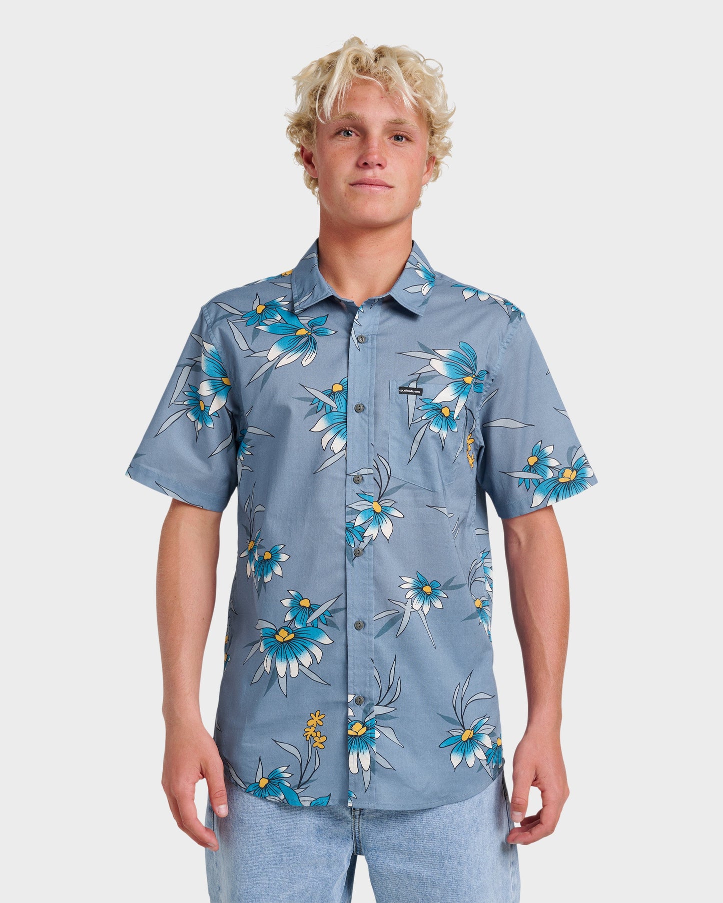Costal Flora Classic Short Sleeve Shirt - Coronet Blue - Quick Silver