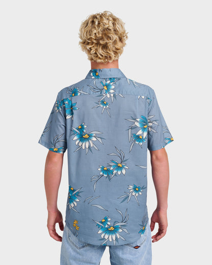 Costal Flora Classic Short Sleeve Shirt - Coronet Blue - Quick Silver
