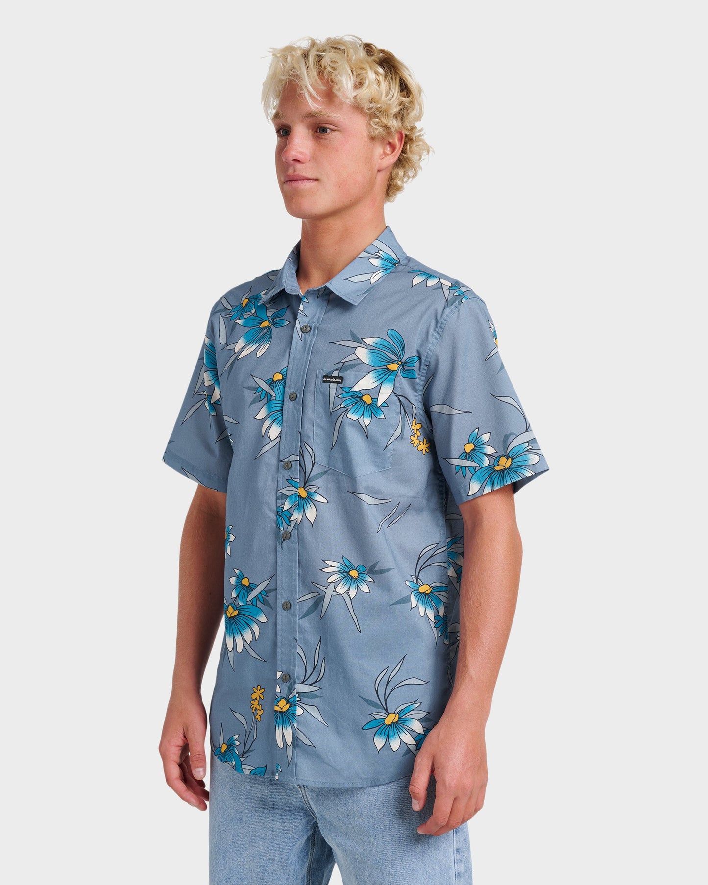 Costal Flora Classic Short Sleeve Shirt - Coronet Blue - Quick Silver