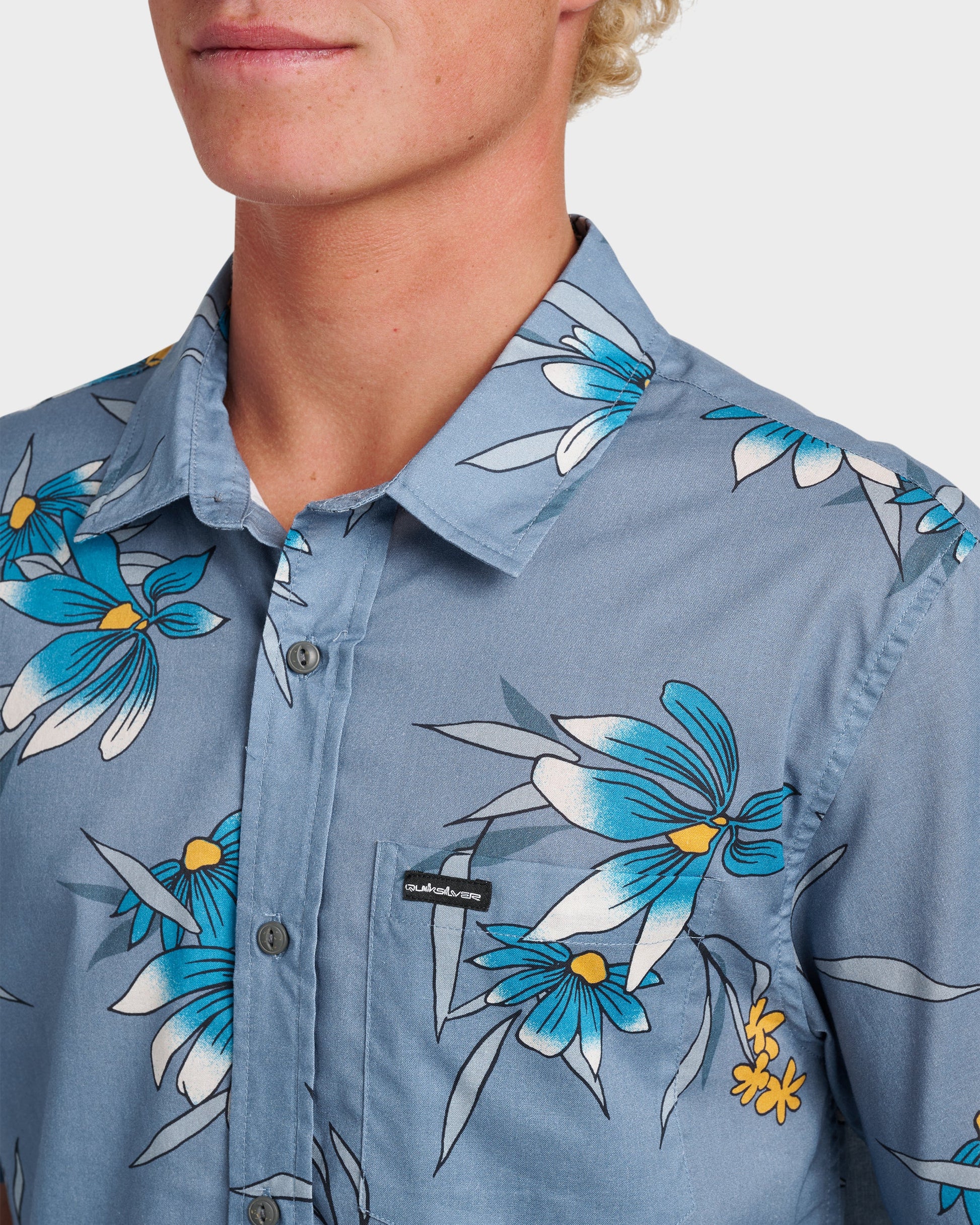 Costal Flora Classic Short Sleeve Shirt - Coronet Blue - Quick Silver