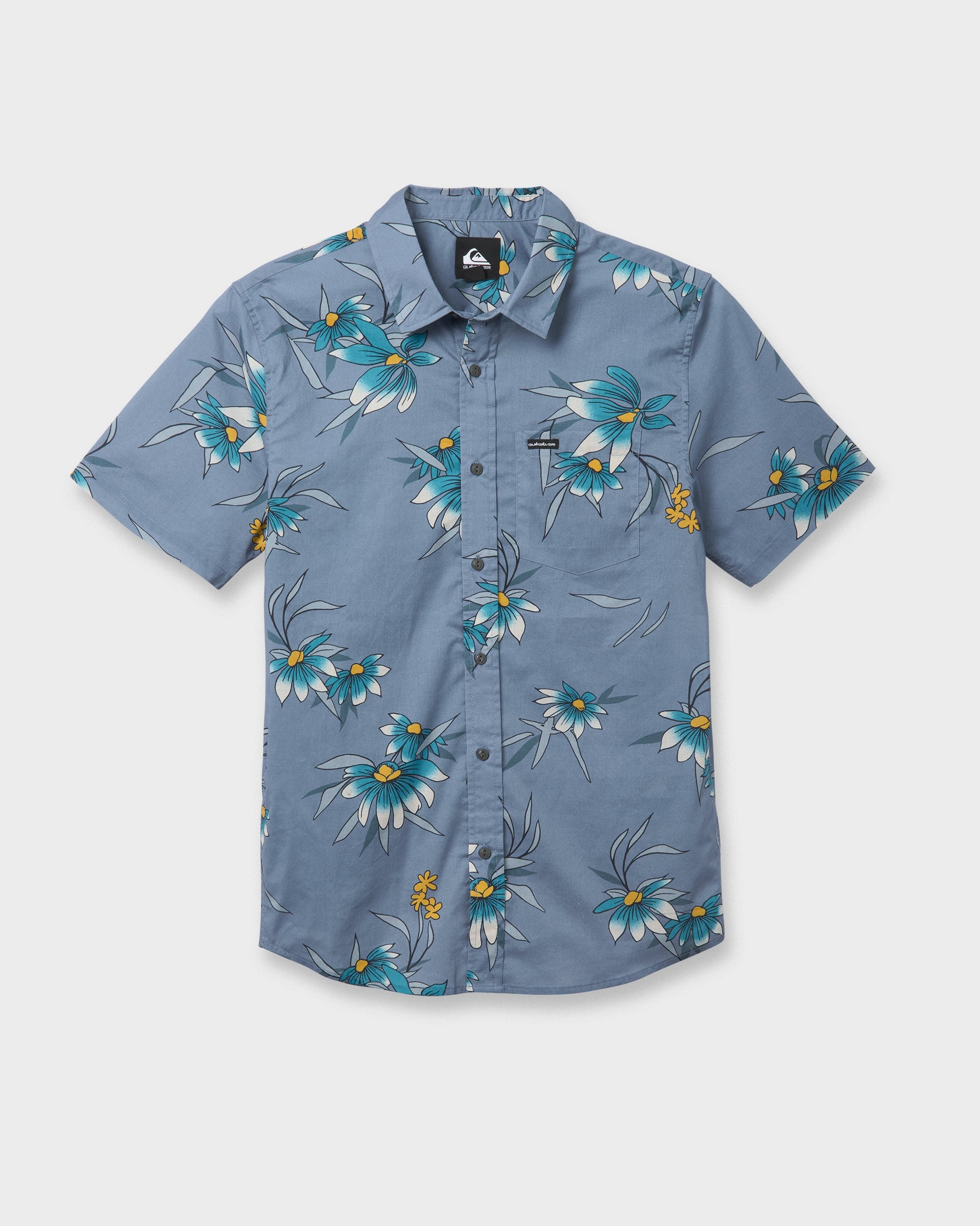Costal Flora Classic Short Sleeve Shirt - Coronet Blue - Quick Silver