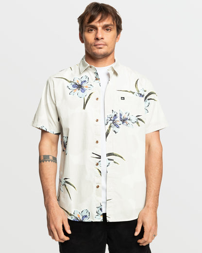 Apero Organic Classics Short Sleeve Shirt - Silver Birch Print - Quick Silver
