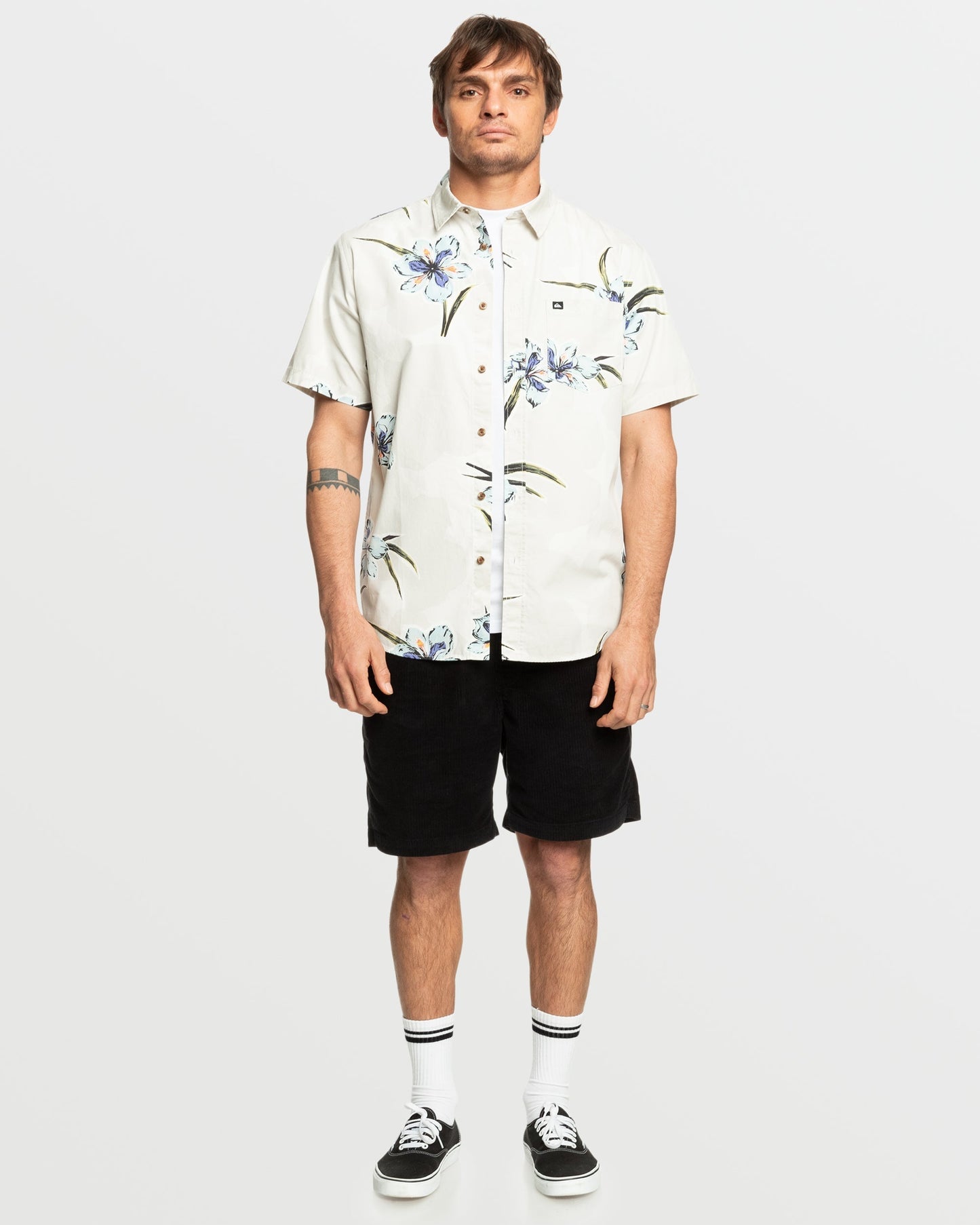 Apero Organic Classics Short Sleeve Shirt - Silver Birch Print - Quick Silver