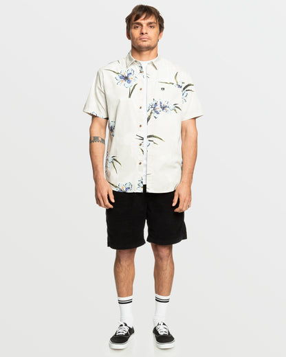 Apero Organic Classics Short Sleeve Shirt - Silver Birch Print - Quick Silver