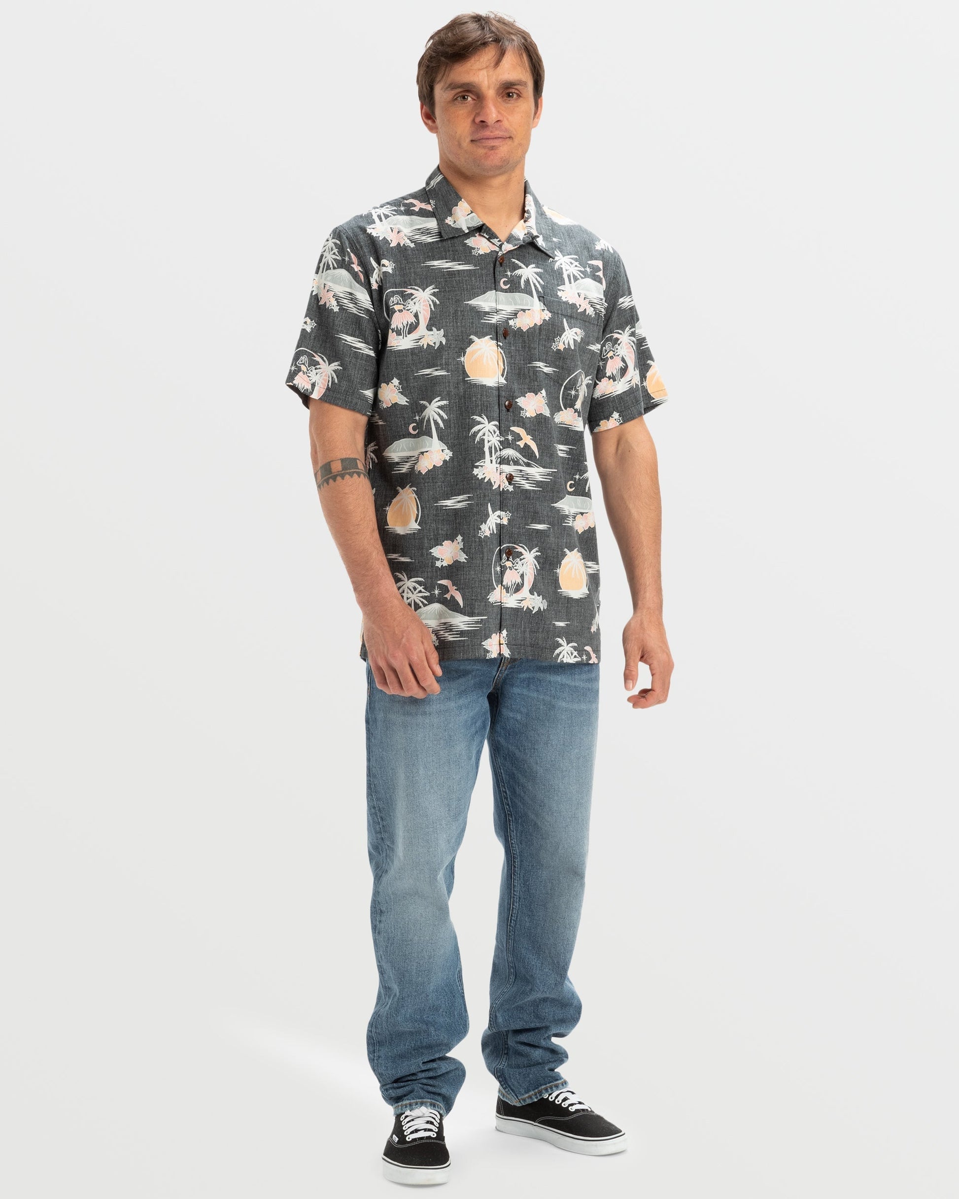 DNA Destination Island Short Sleeve Shirt - Black - Quick Silver