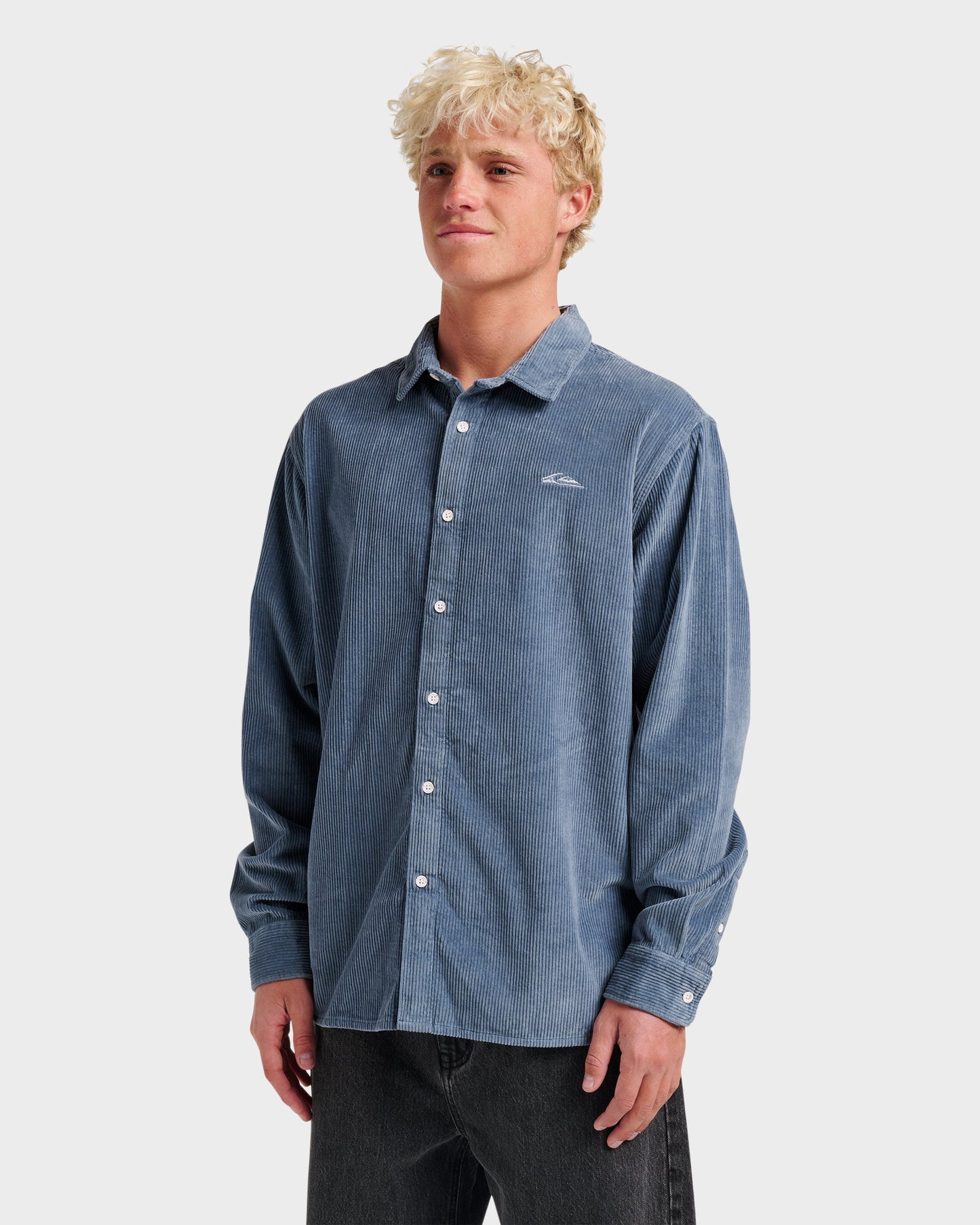 Cord Long Sleeve Shirt - China Blue - Quick Silver