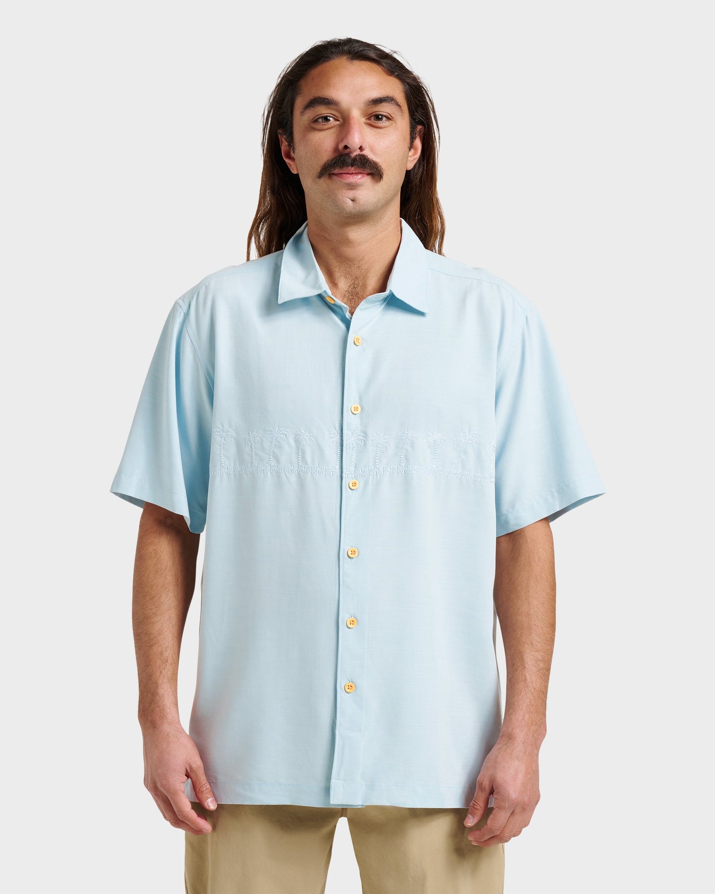 Waterman Tahiti Palms Premium Anti-Wrinkle Shirt - Sterling Blue - Quick Silver