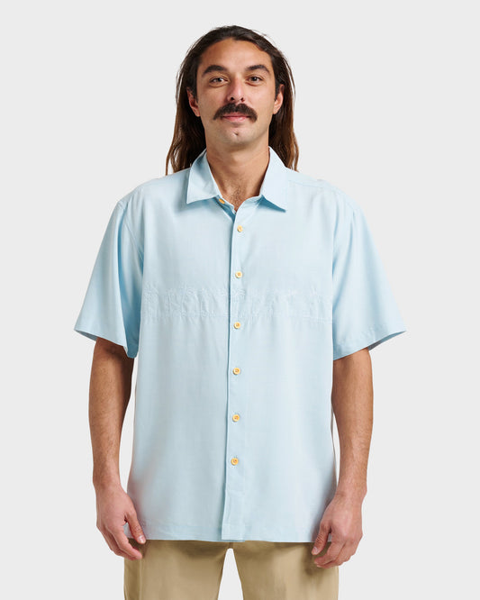 Waterman Tahiti Palms Premium Anti-Wrinkle Shirt - Sterling Blue - Quick Silver