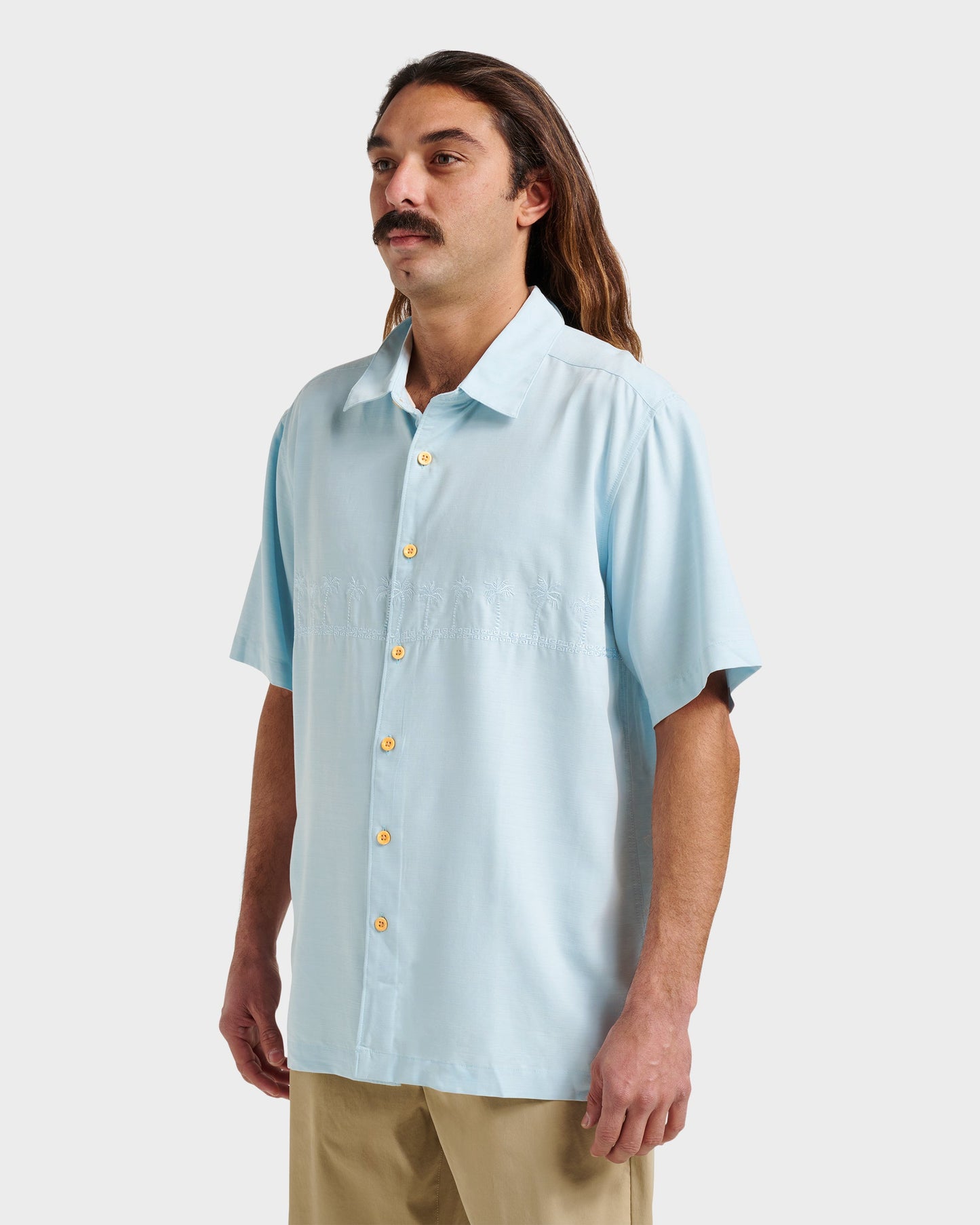 Waterman Tahiti Palms Premium Anti-Wrinkle Shirt - Sterling Blue - Quick Silver