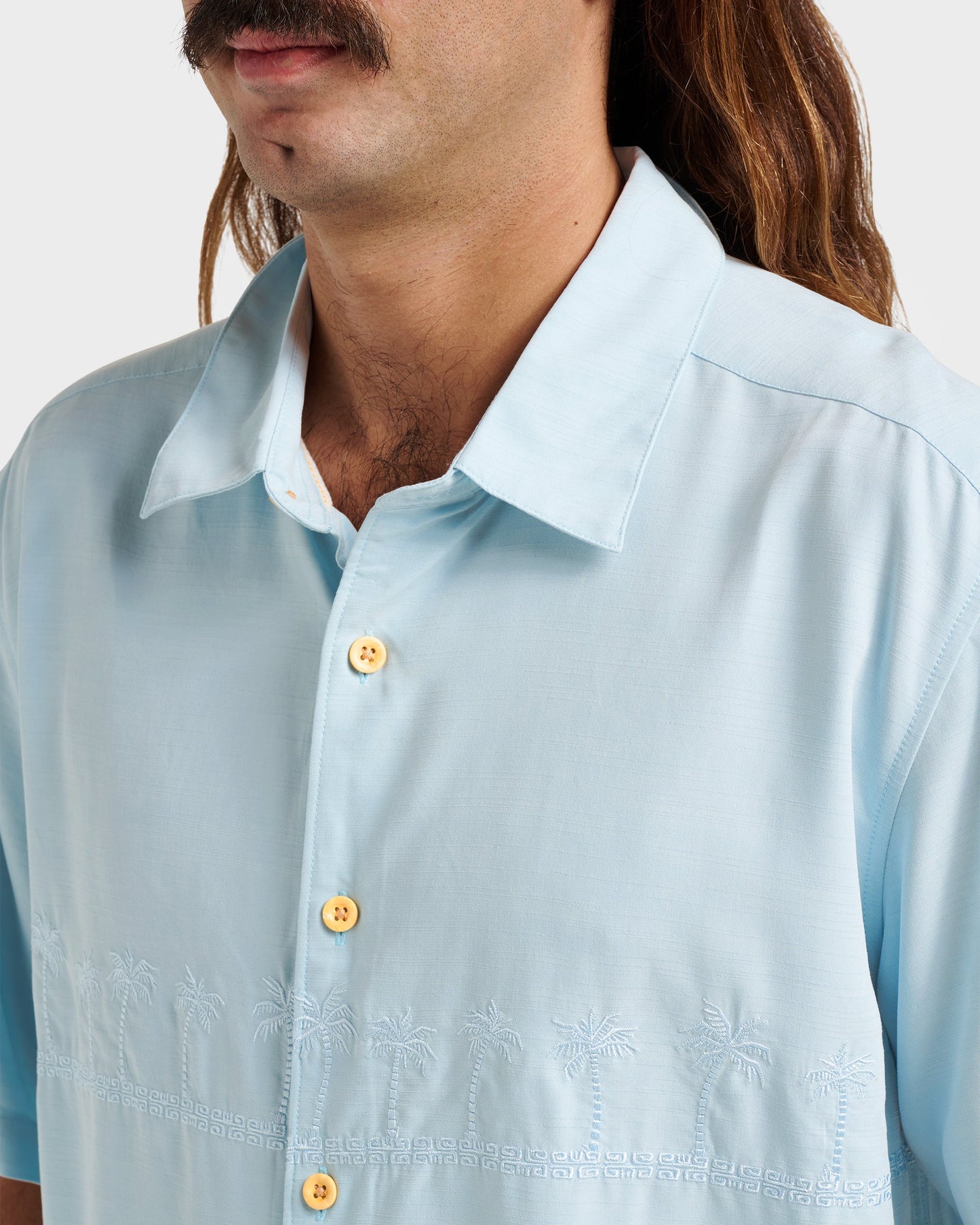 Waterman Tahiti Palms Premium Anti-Wrinkle Shirt - Sterling Blue - Quick Silver
