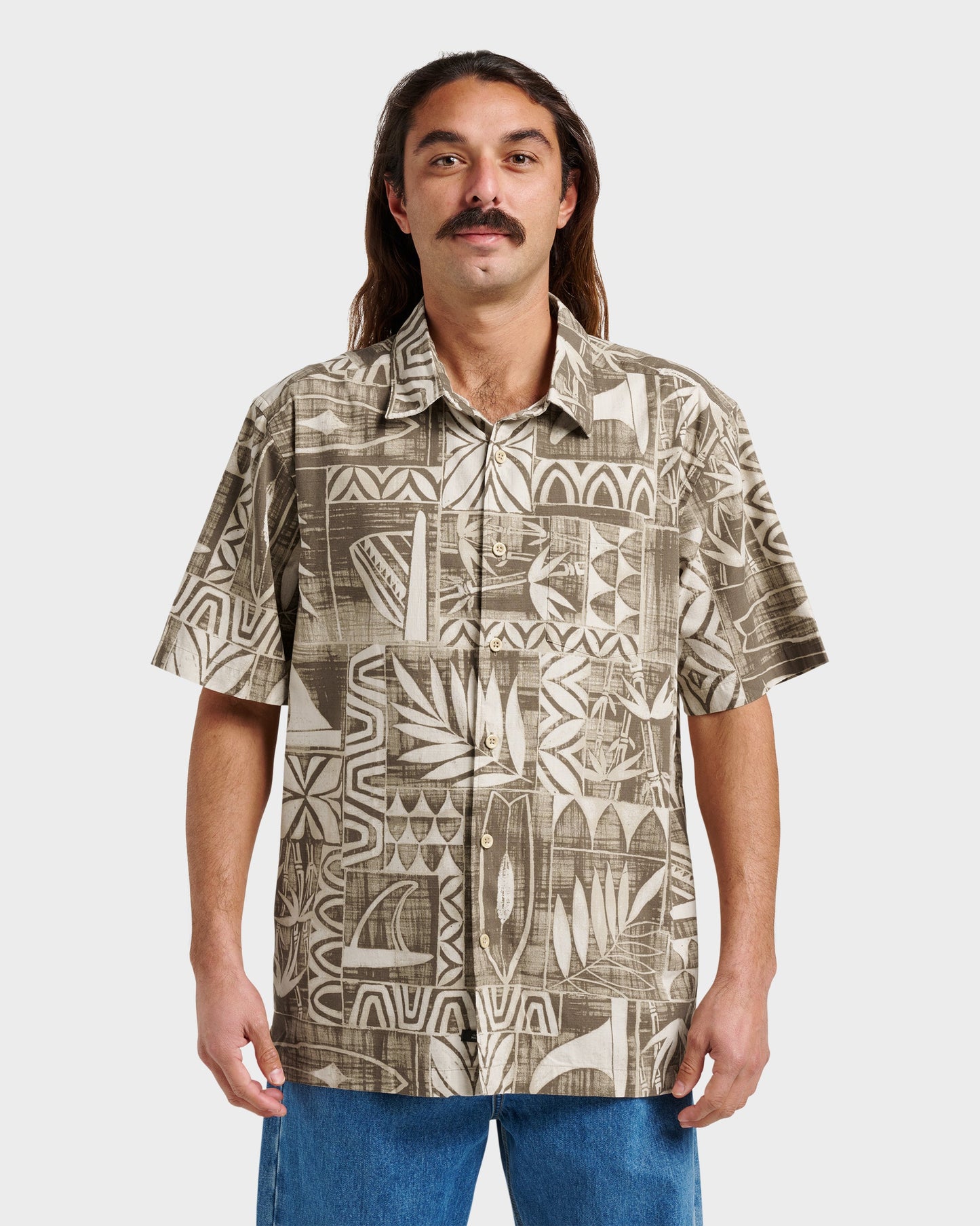 Waterman Talk Story Short Sleeve Shirt - Moonbeam - Quick Silver