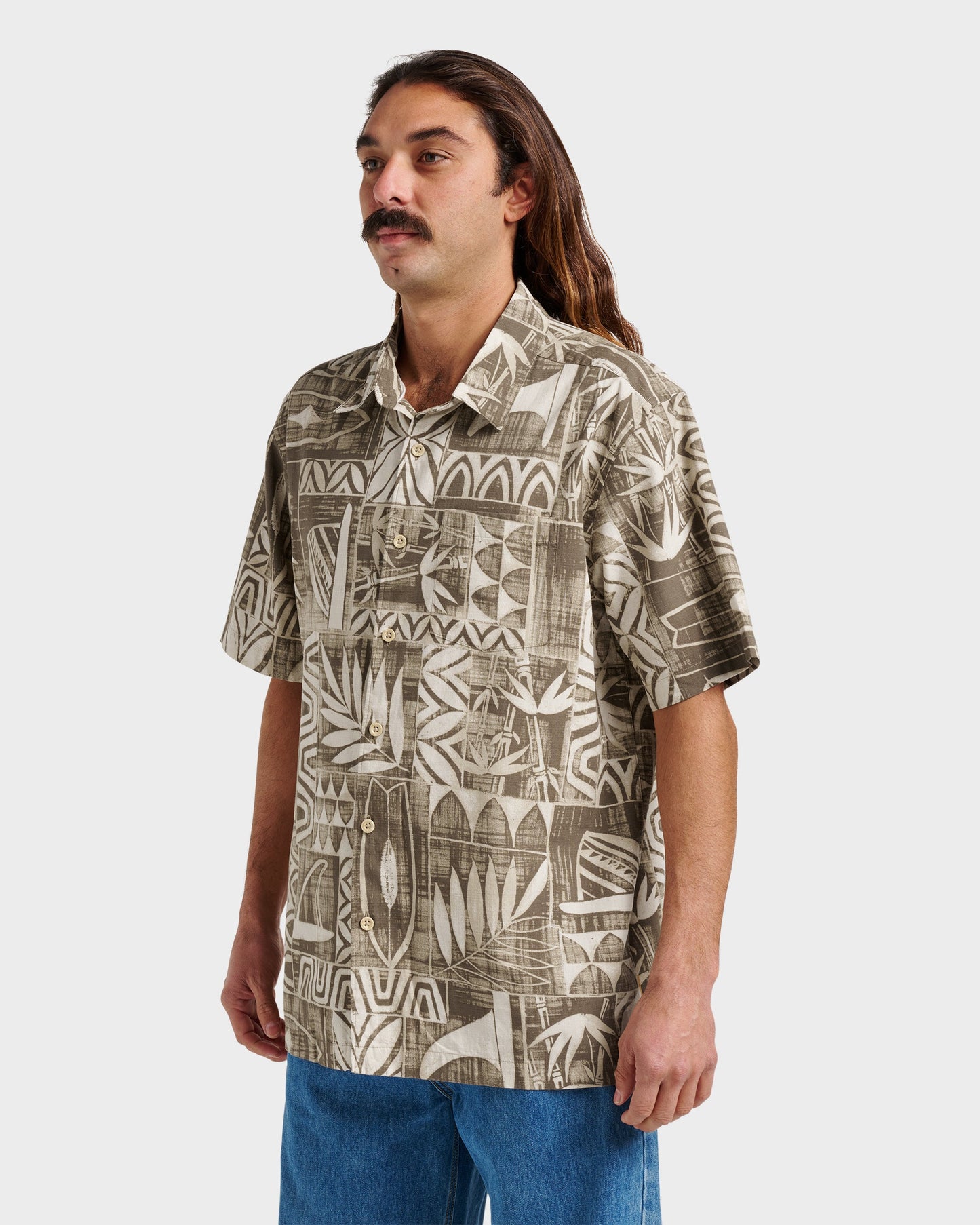 Waterman Talk Story Short Sleeve Shirt - Moonbeam - Quick Silver