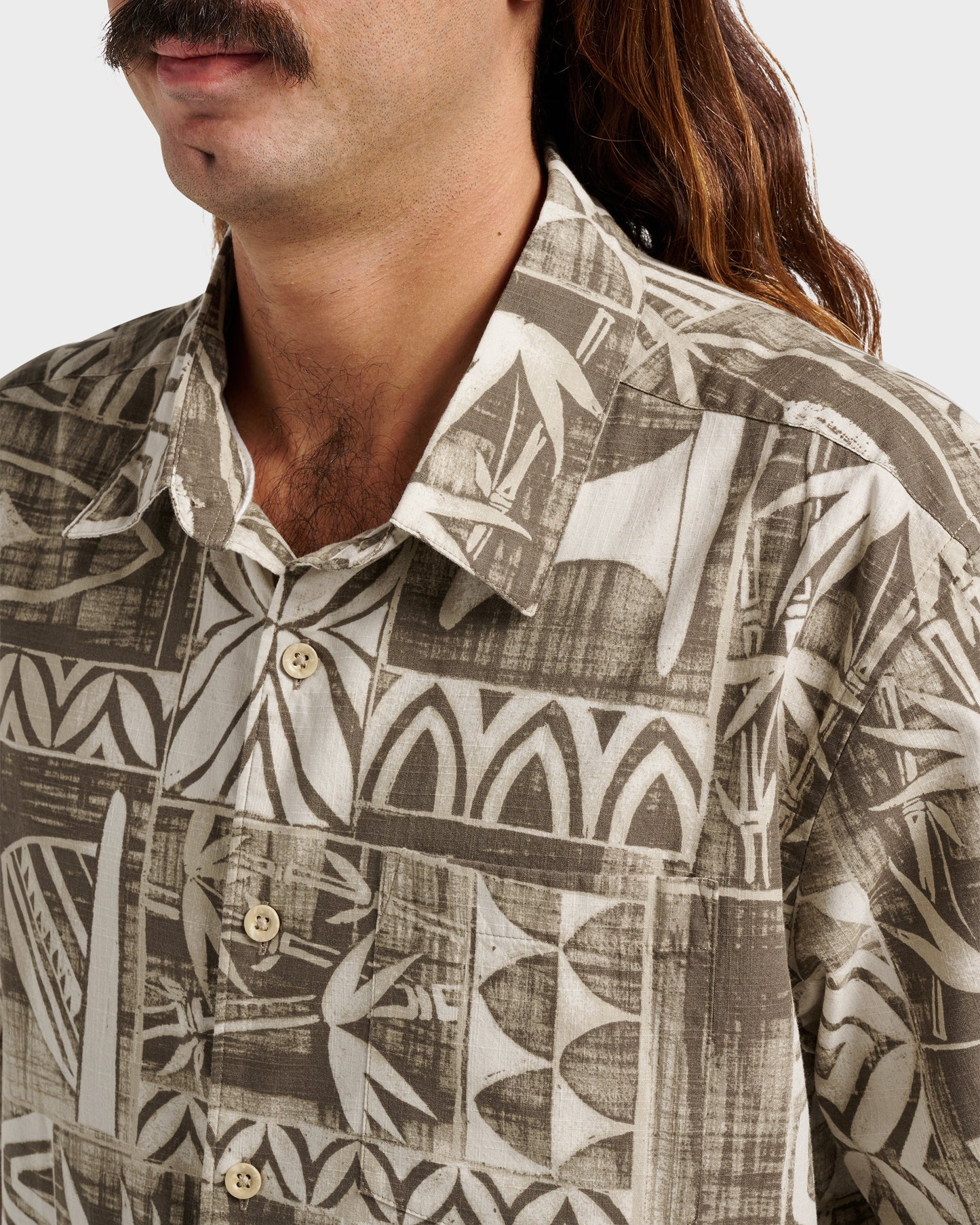 Waterman Talk Story Short Sleeve Shirt - Moonbeam - Quick Silver