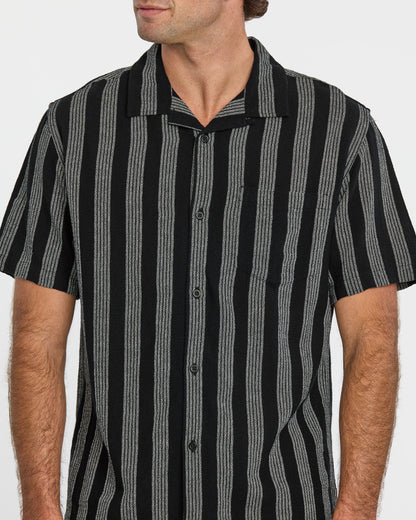 Nightfall Island Short Sleeve Shirt - Black - Quick Silver