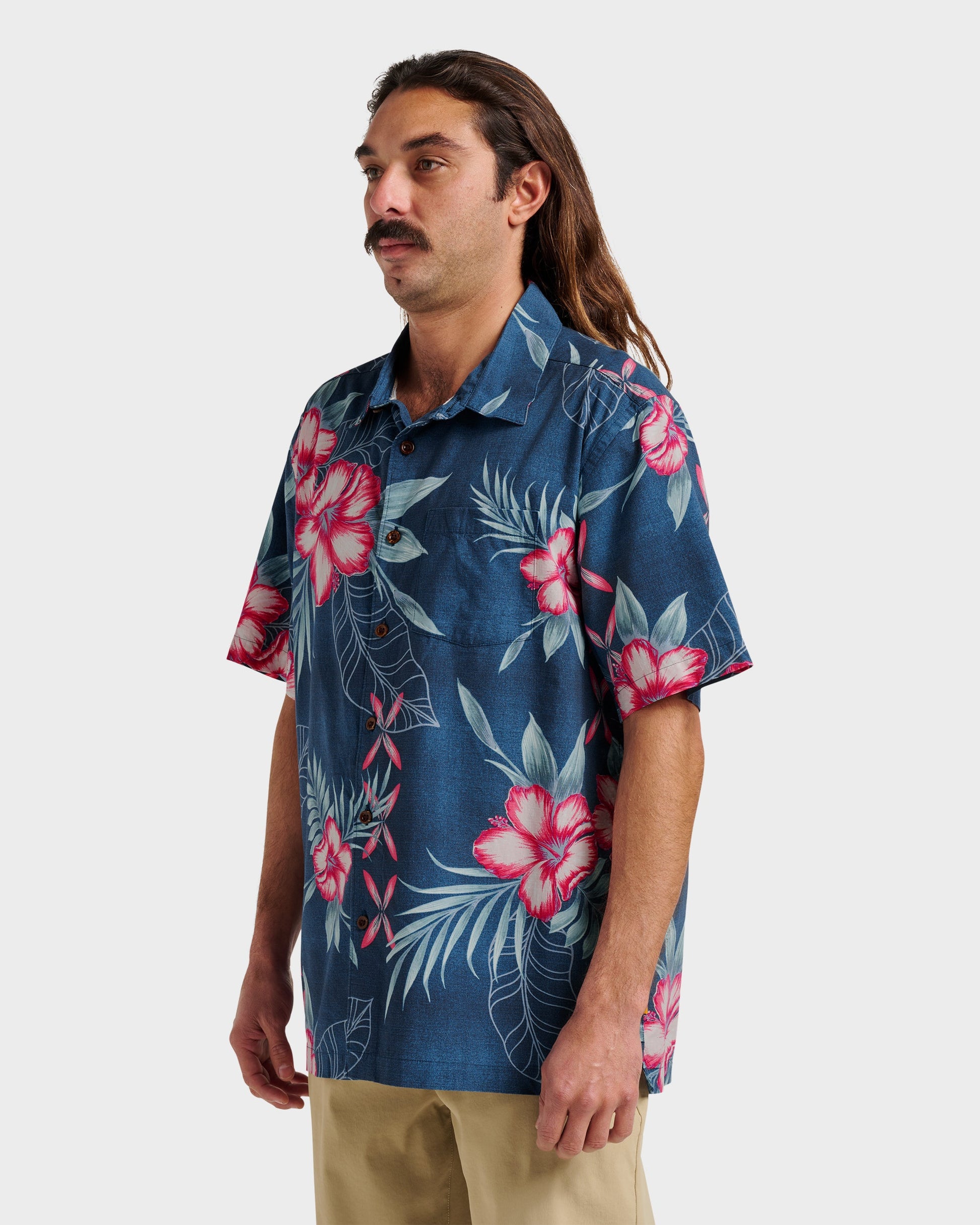 Waterman Playita Floral Shirt - Sargasso Sea - Quick Silver