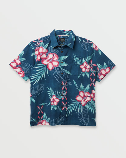 Waterman Playita Floral Shirt - Sargasso Sea - Quick Silver