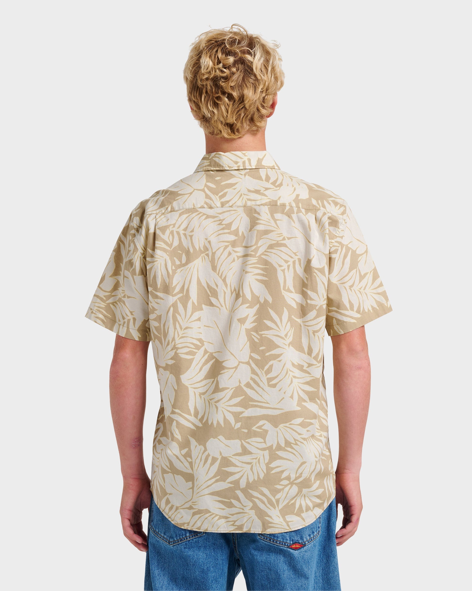 Palm Trip Classic Short Sleeve Shirt - Twill - Quick Silver
