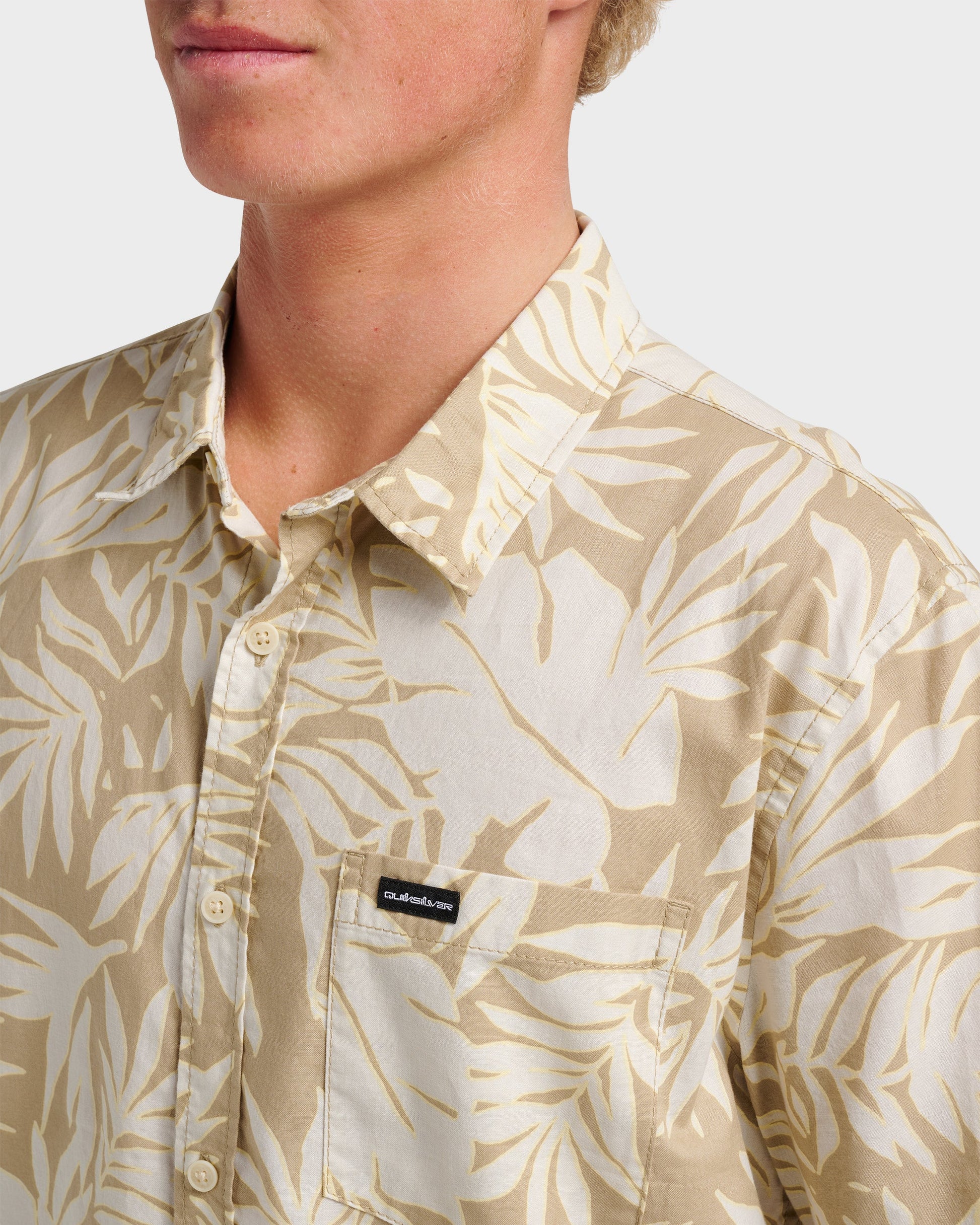Palm Trip Classic Short Sleeve Shirt - Twill - Quick Silver