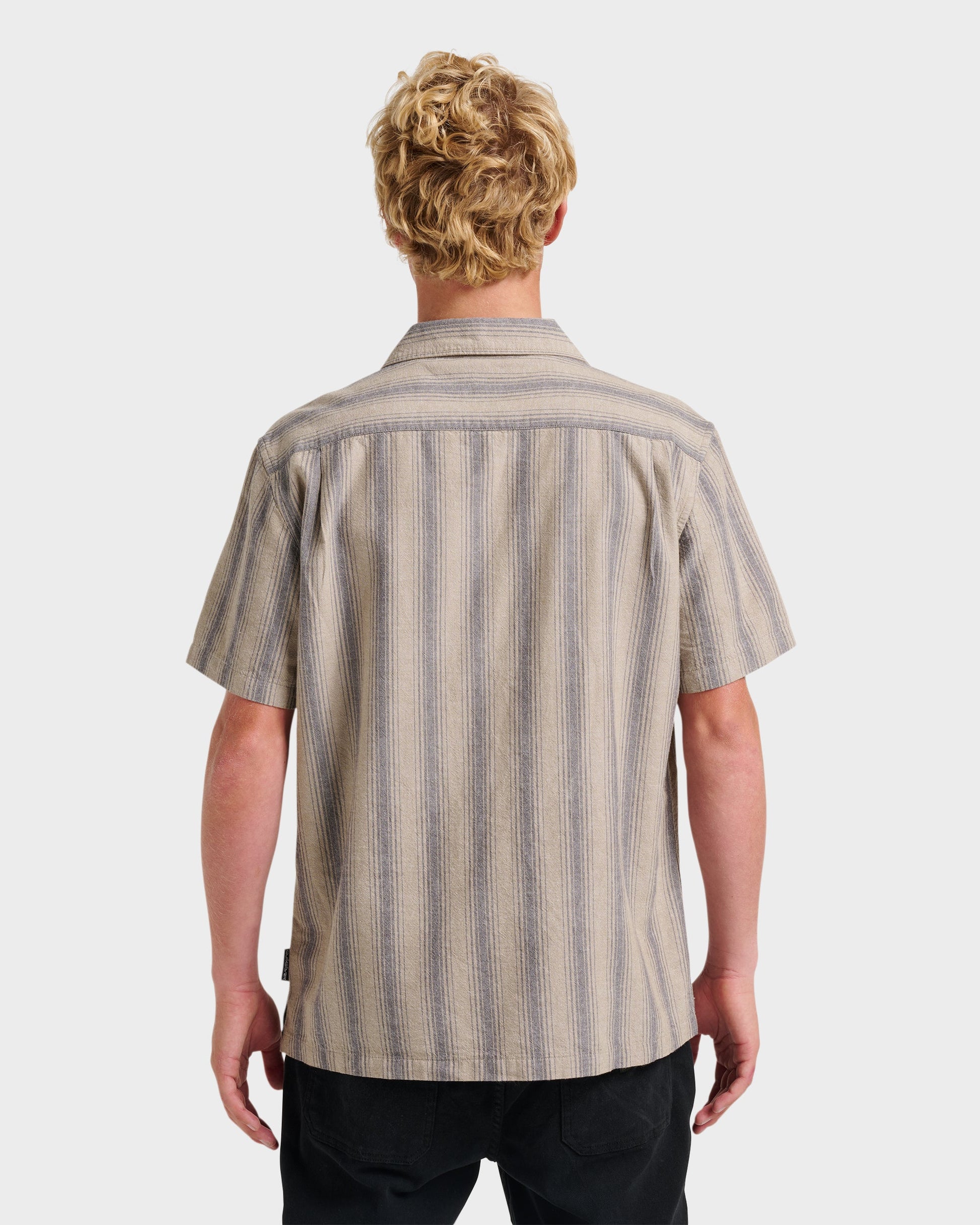 Oxford Stripe Casual Short Sleeve Shirt - Fallen Rock - Quick Silver
