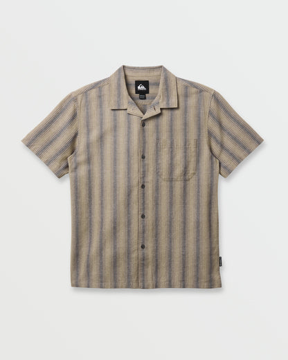 Oxford Stripe Casual Short Sleeve Shirt - Fallen Rock - Quick Silver