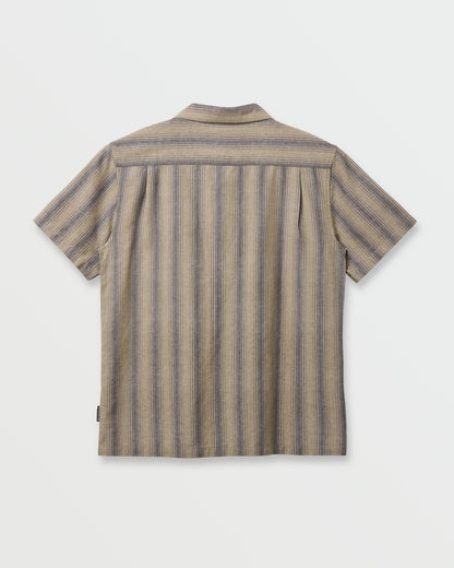 Oxford Stripe Casual Short Sleeve Shirt - Fallen Rock - Quick Silver