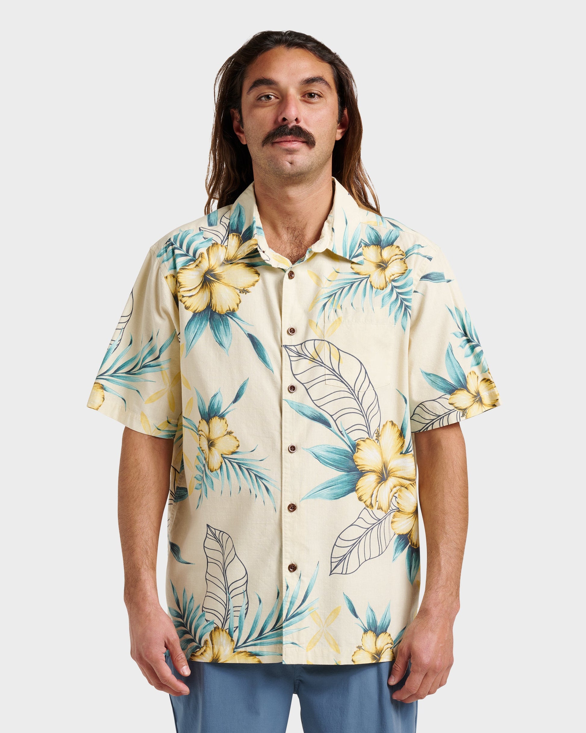 Waterman Playita Floral Shirt - Hay - Quick Silver