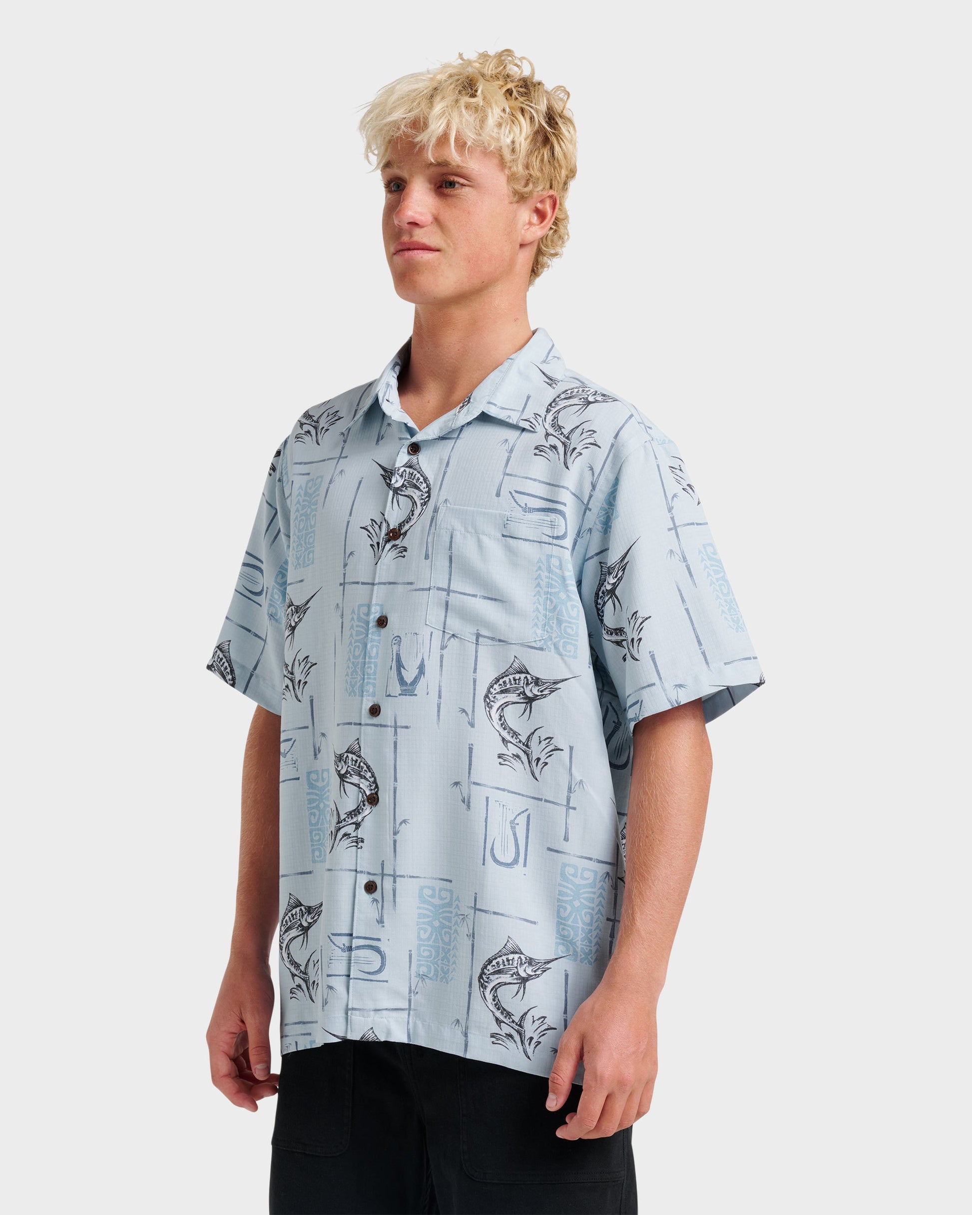 Waterman Big Day Short Sleeve Shirt - Ashley Blue - Quick Silver