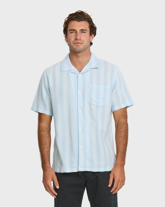 Nightfall Island Short Sleeve Shirt - Skyway - Quick Silver