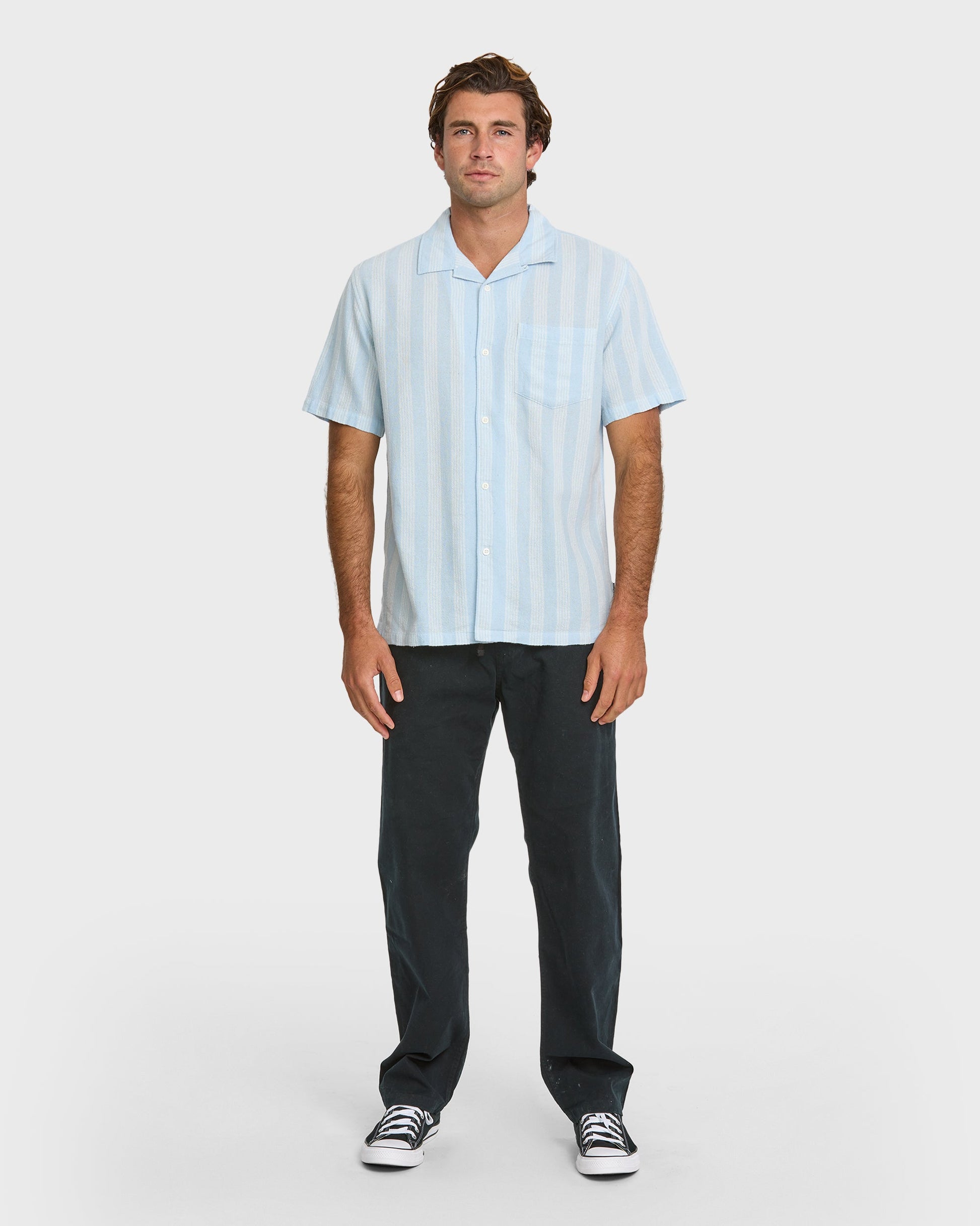 Nightfall Island Short Sleeve Shirt - Skyway - Quick Silver