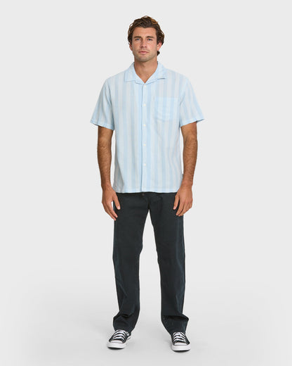Nightfall Island Short Sleeve Shirt - Skyway - Quick Silver