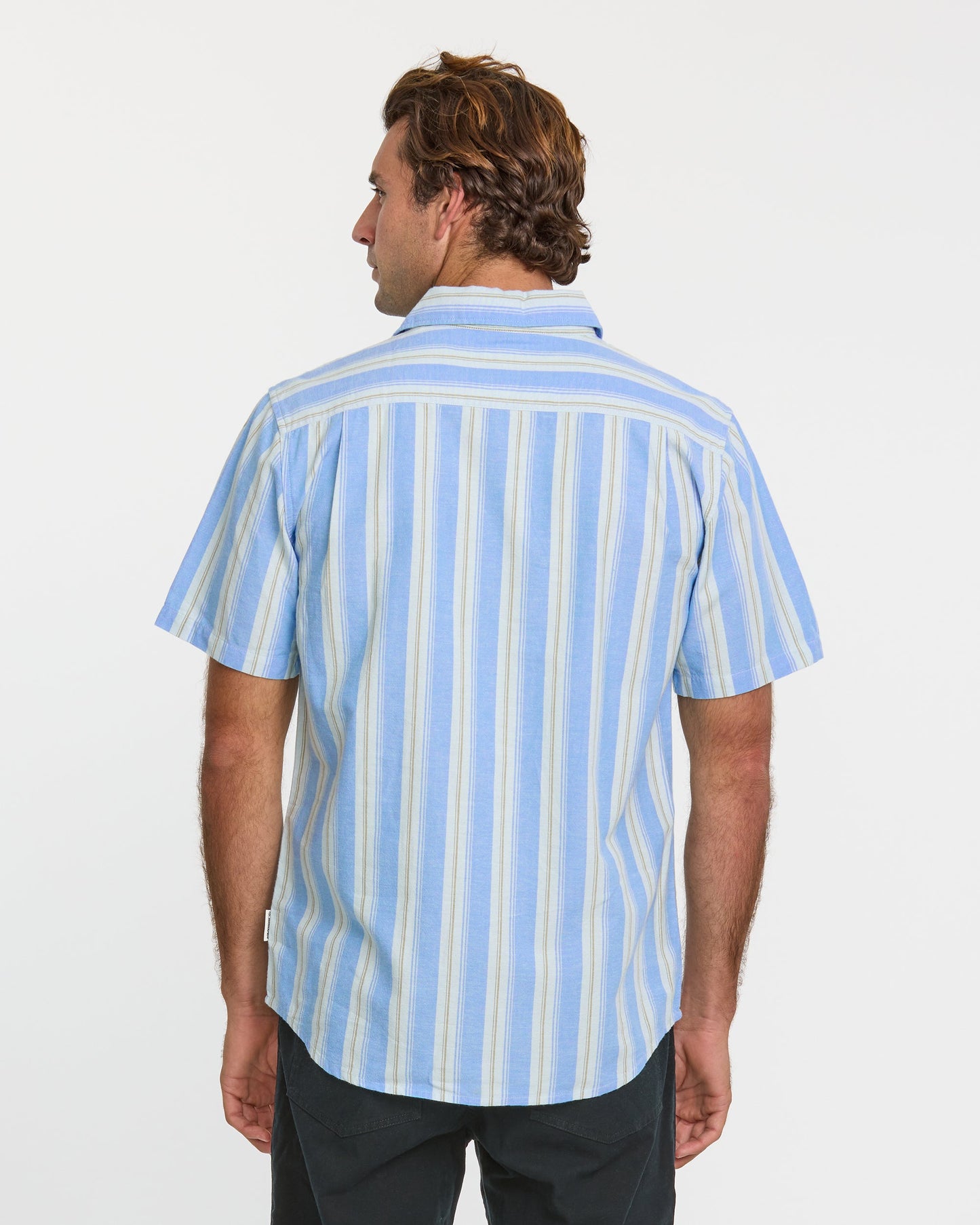 Oxford Stripe Classic Short Sleeve Shirt - Azure - Quick Silver