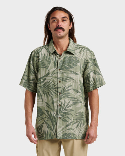 Waterman Botanical Short Sleeve Shirt - Dark Green - Quick Silver