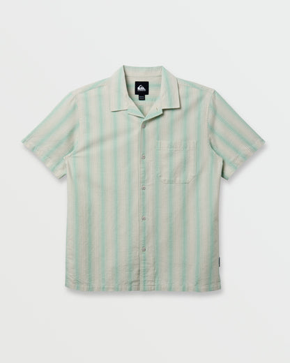 Oxford Stripe Casual Short Sleeve Shirt - Moonstruck - Quick Silver