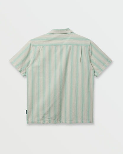 Oxford Stripe Casual Short Sleeve Shirt - Moonstruck - Quick Silver