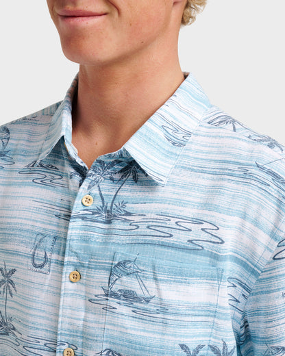 Waterman Island Daze Short Sleeve Shirt - Aqua Sea - Quick Silver