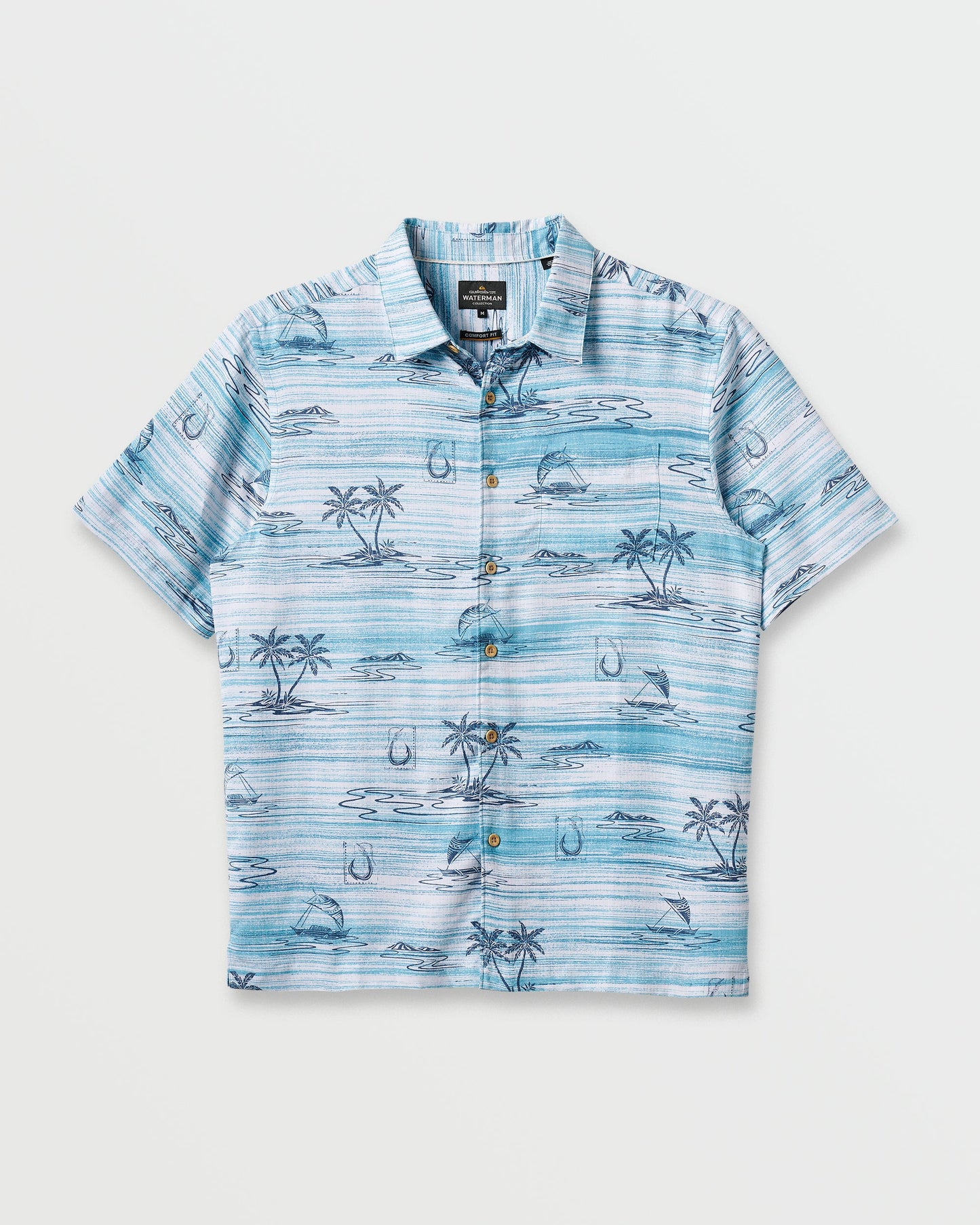 Waterman Island Daze Short Sleeve Shirt - Aqua Sea - Quick Silver