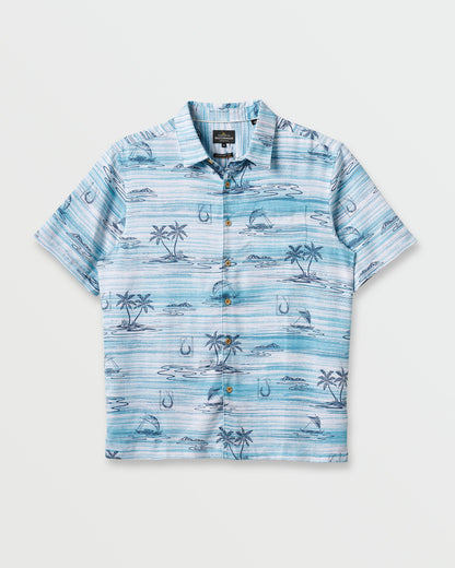 Waterman Island Daze Short Sleeve Shirt - Aqua Sea - Quick Silver
