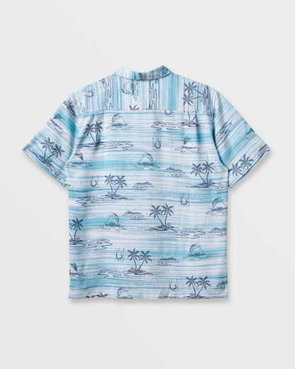 Waterman Island Daze Short Sleeve Shirt - Aqua Sea - Quick Silver