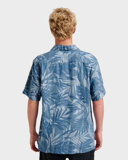 Waterman Botanical Short Sleeve Shirt - Midnight Navy - Quick Silver