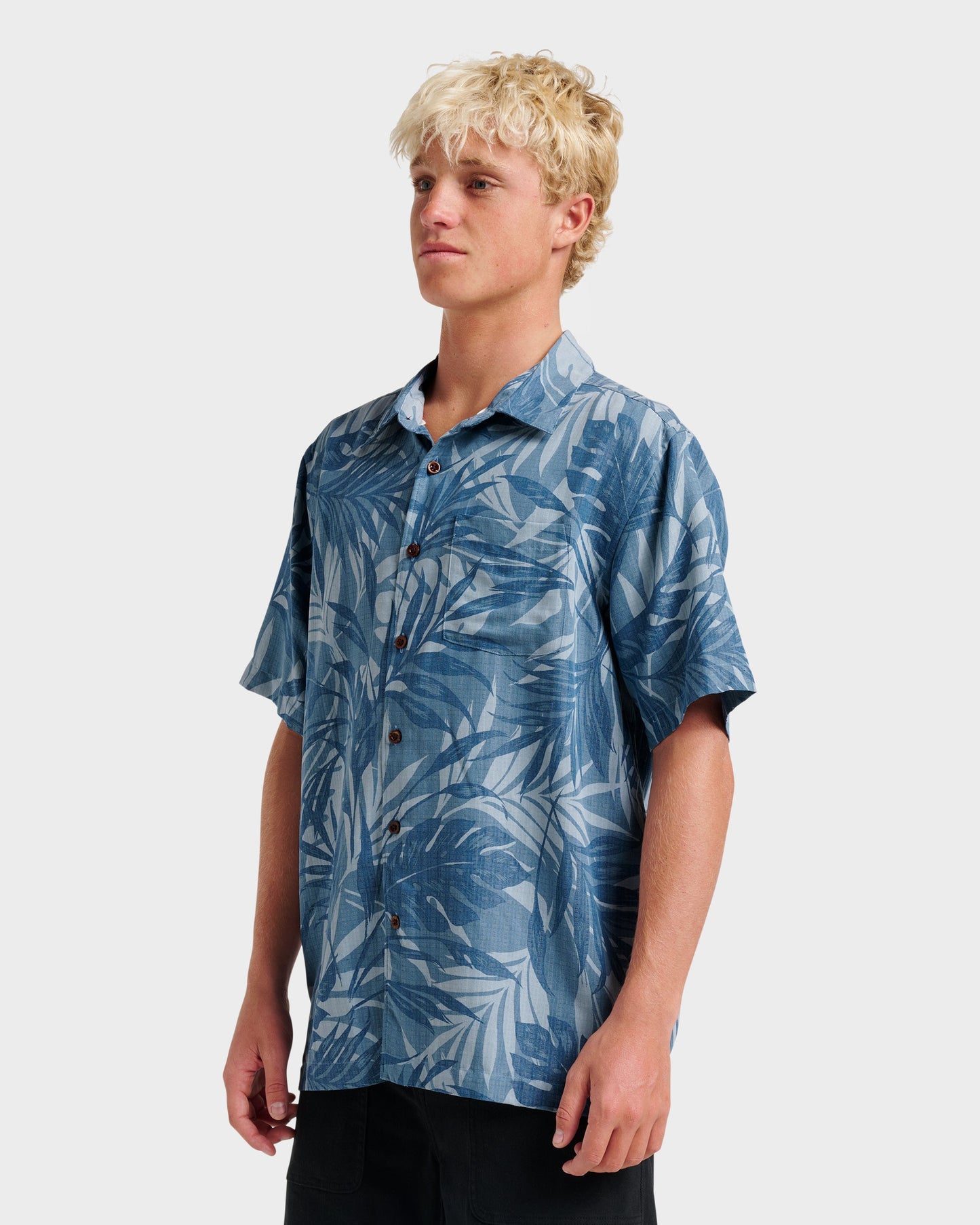 Waterman Botanical Short Sleeve Shirt - Midnight Navy - Quick Silver