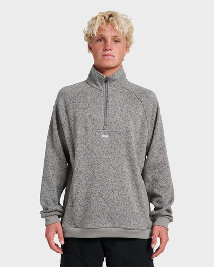 Keller Half Zip Mock Sweatshirt - Smoked Gray Heather - Quick Silver