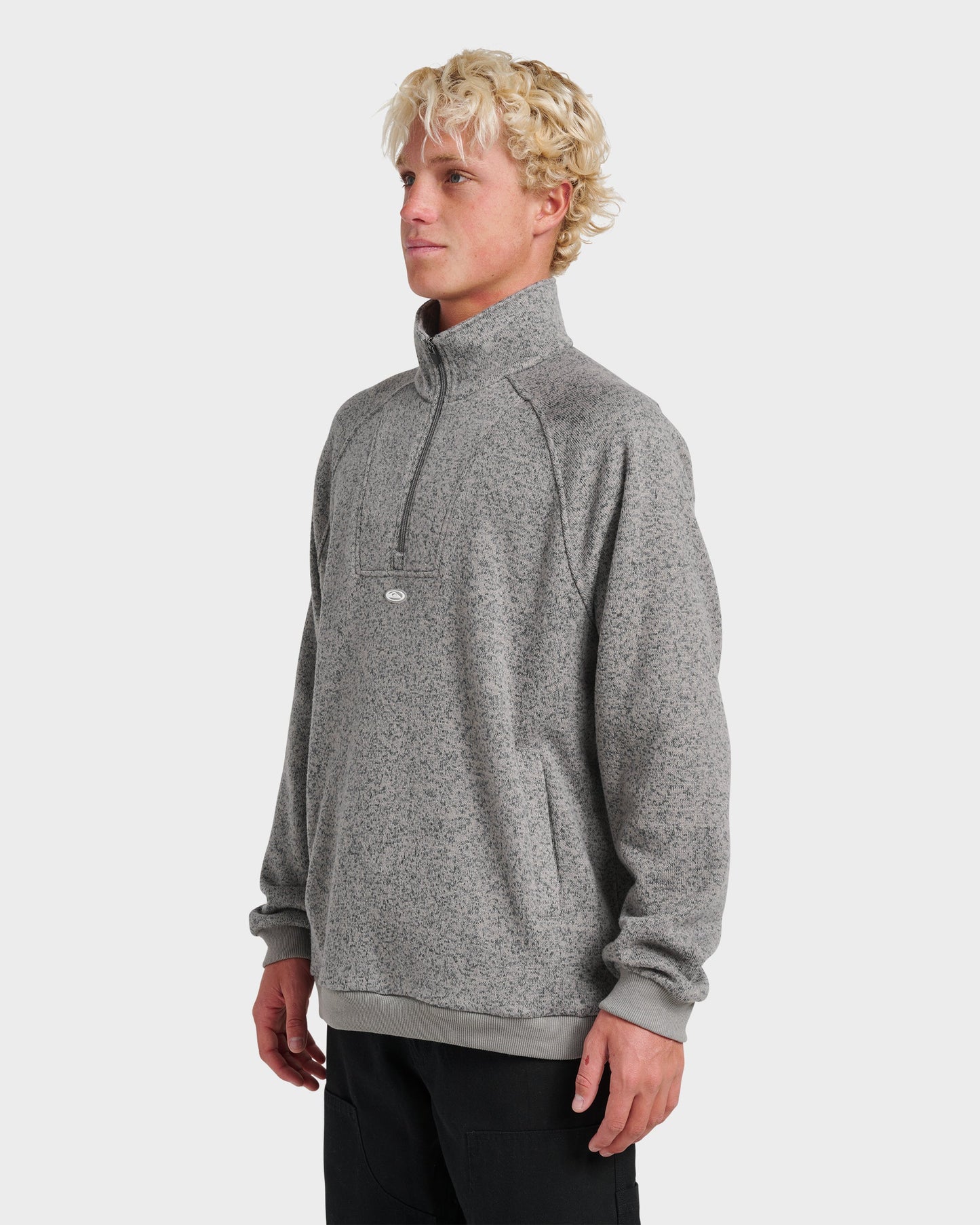 Keller Half Zip Mock Sweatshirt - Smoked Gray Heather - Quick Silver