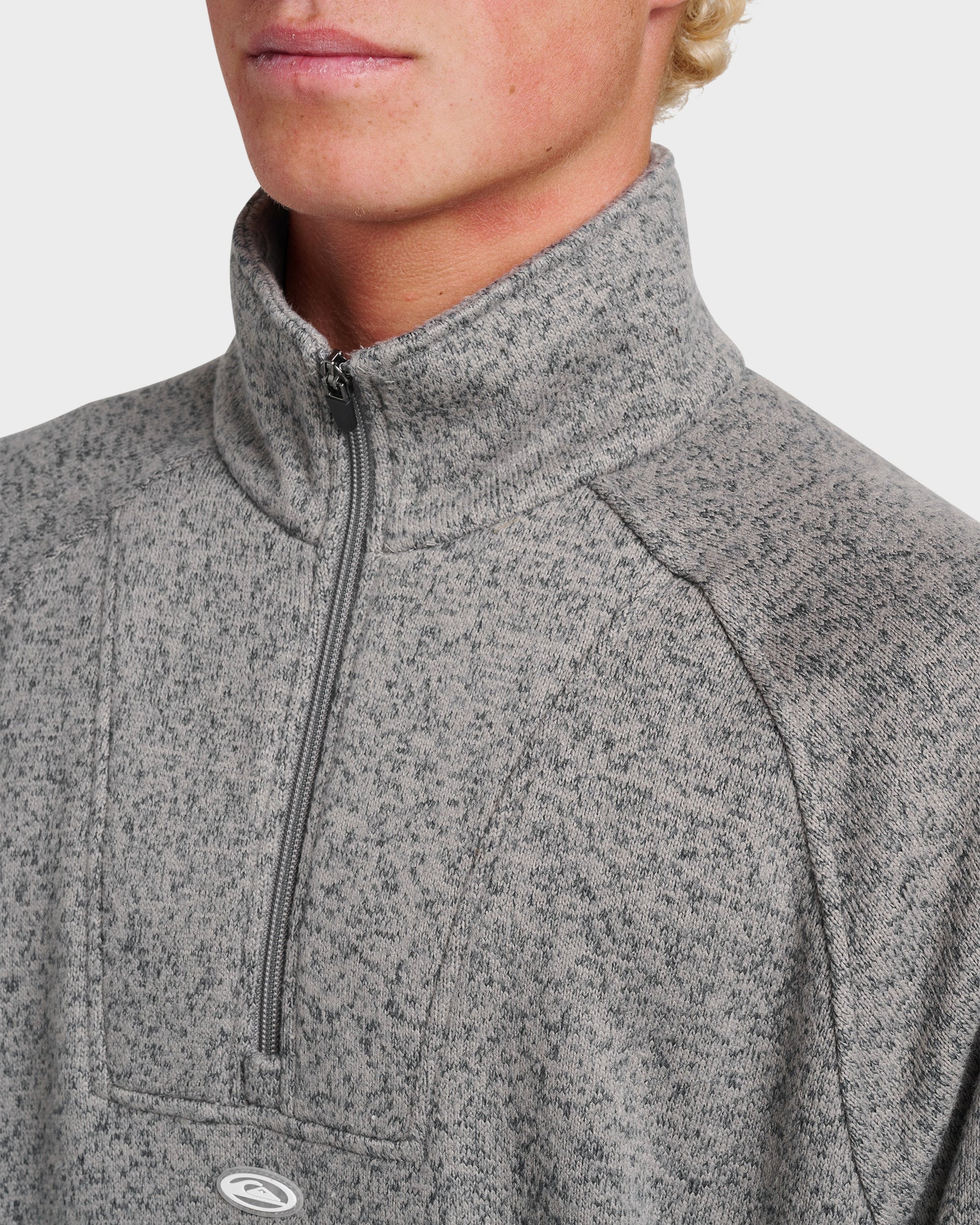 Keller Half Zip Mock Sweatshirt - Smoked Gray Heather - Quick Silver
