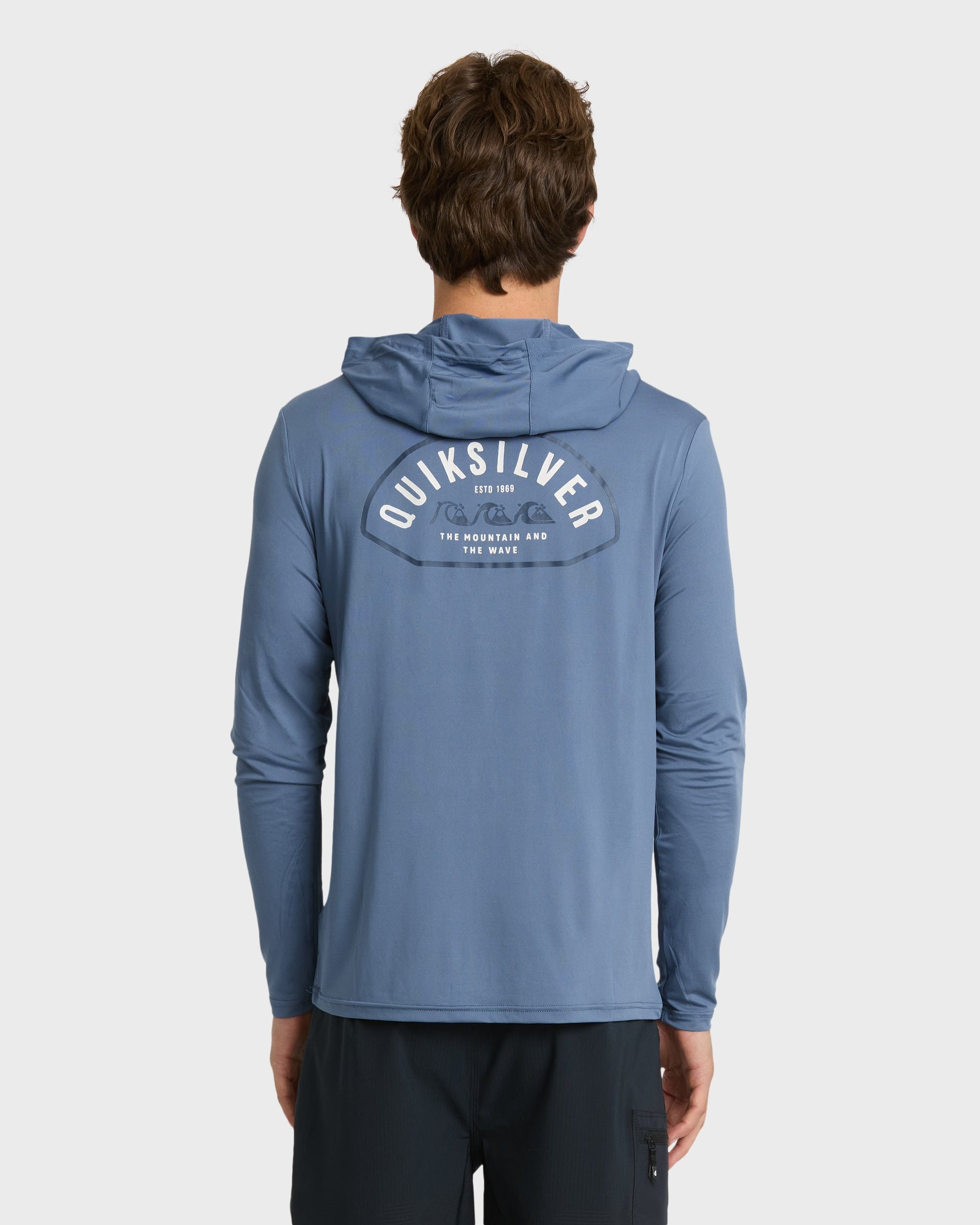 Lookup Long Sleeve Sun Hooded Rashguard - Seaport - Quick Silver