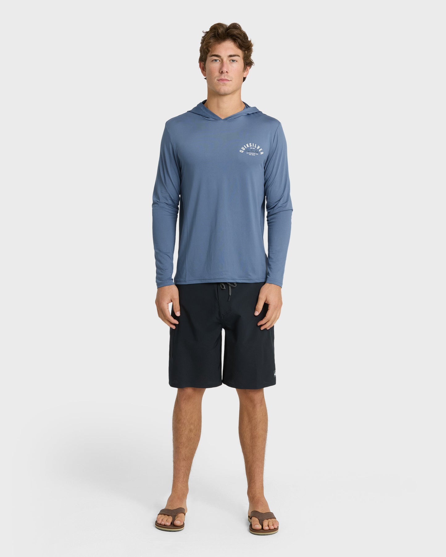 Lookup Long Sleeve Sun Hooded Rashguard - Seaport - Quick Silver
