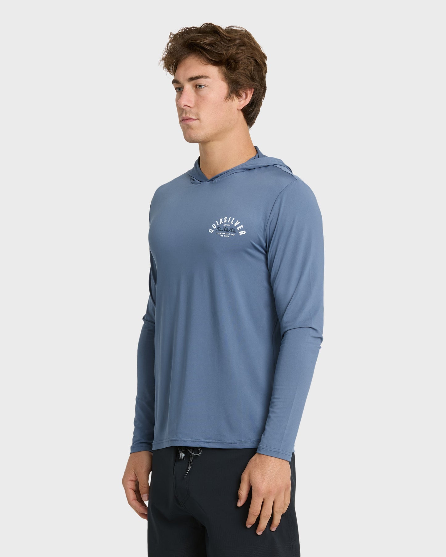 Lookup Long Sleeve Sun Hooded Rashguard - Seaport - Quick Silver