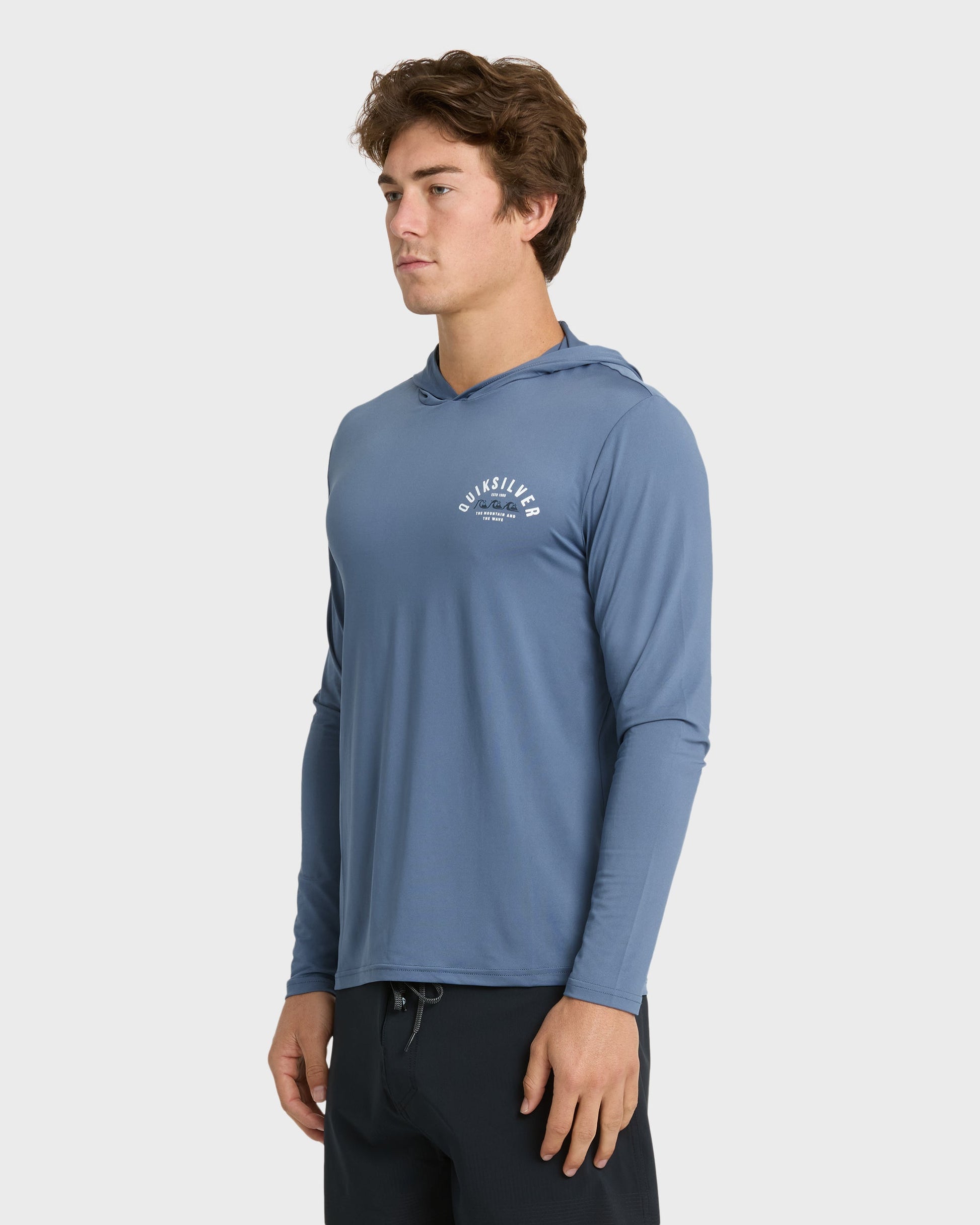 Lookup Long Sleeve Sun Hooded Rashguard - Seaport - Quick Silver